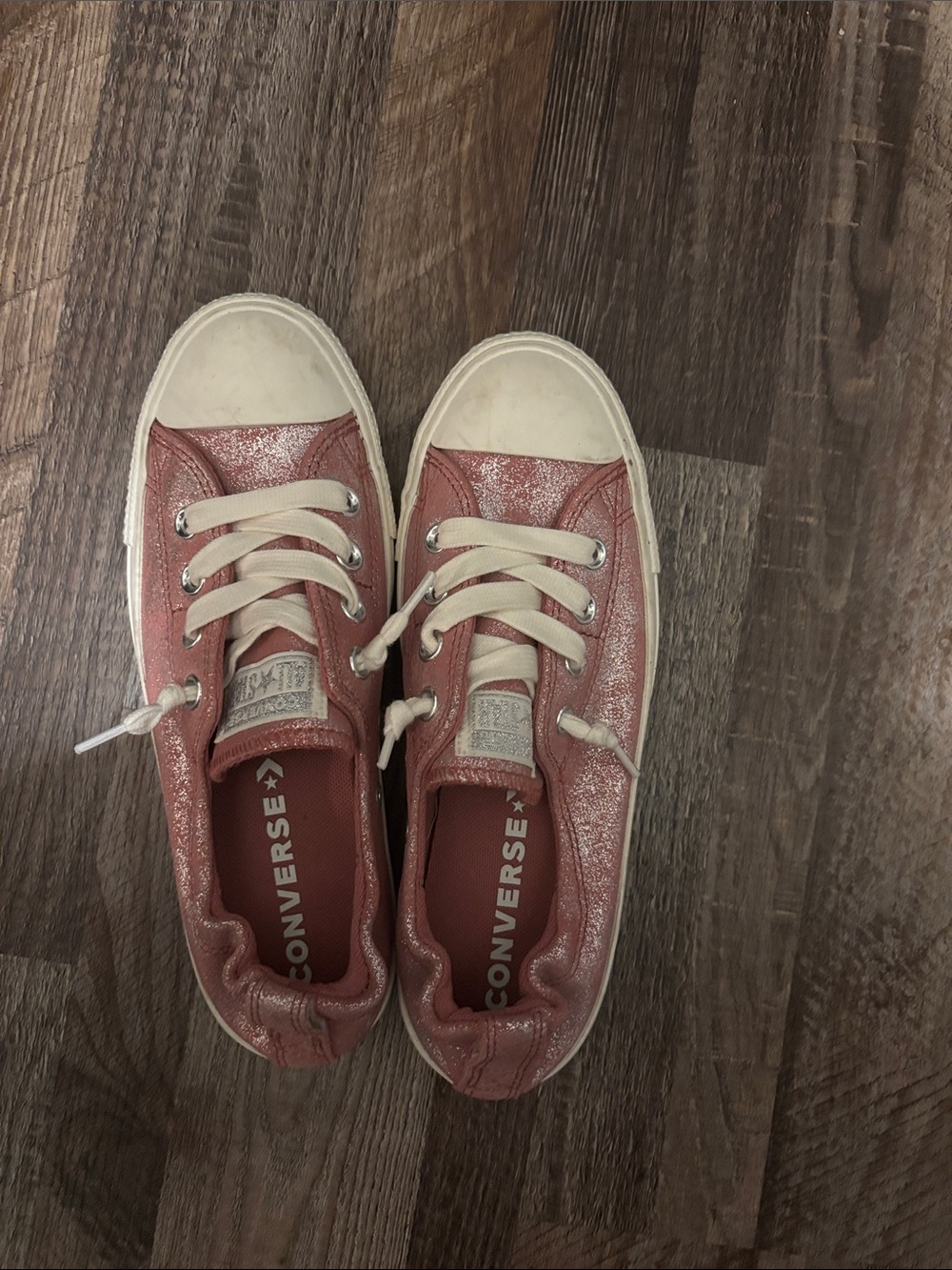 Converse Metallic Pink Low Top Sneakers. Good pre-owned condition. - Picture 5 of 6